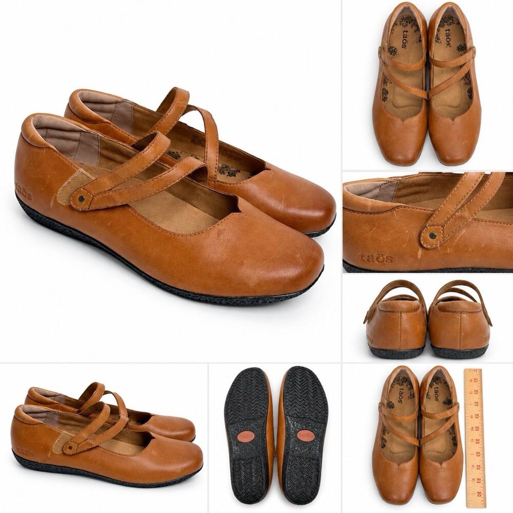Taos Banter Mary Jane Brown Leather Shoes Size 9 Flats